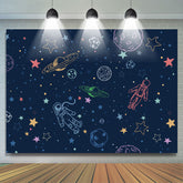Lofaris Astronaut Space World Night Happy Birthday Backdrop